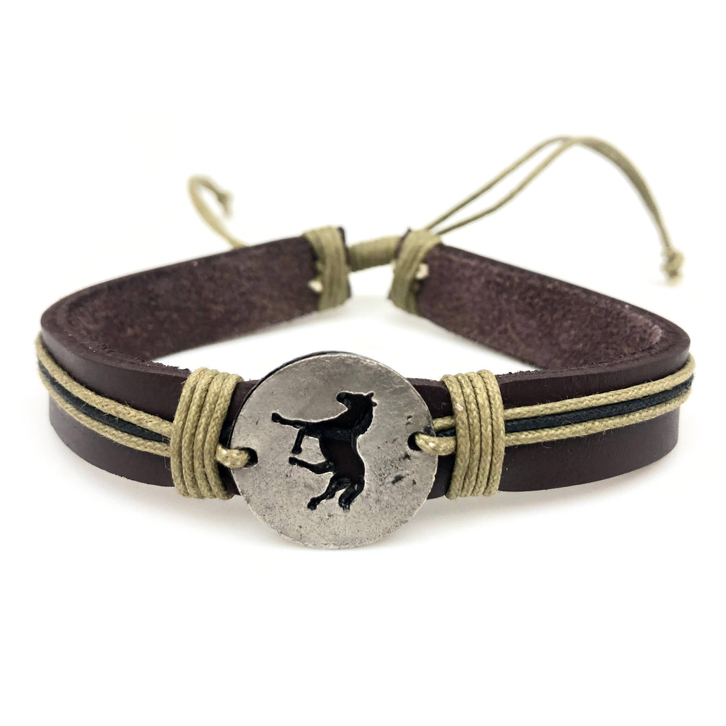 Pull Tie Leather Bracelet - Horse Cutout