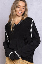 Black Long Sleeve Hoodie Knit POL Top 2/14/23 5582