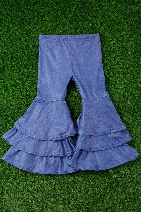 Simulated Denim Triple Bell Layer Pants