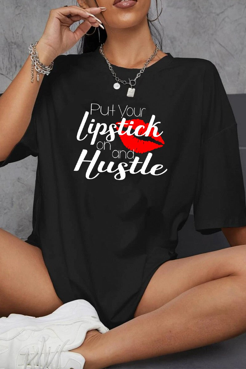 Black Lipstick Hustle Graphic Nobrand Tee 2/15/23 5627