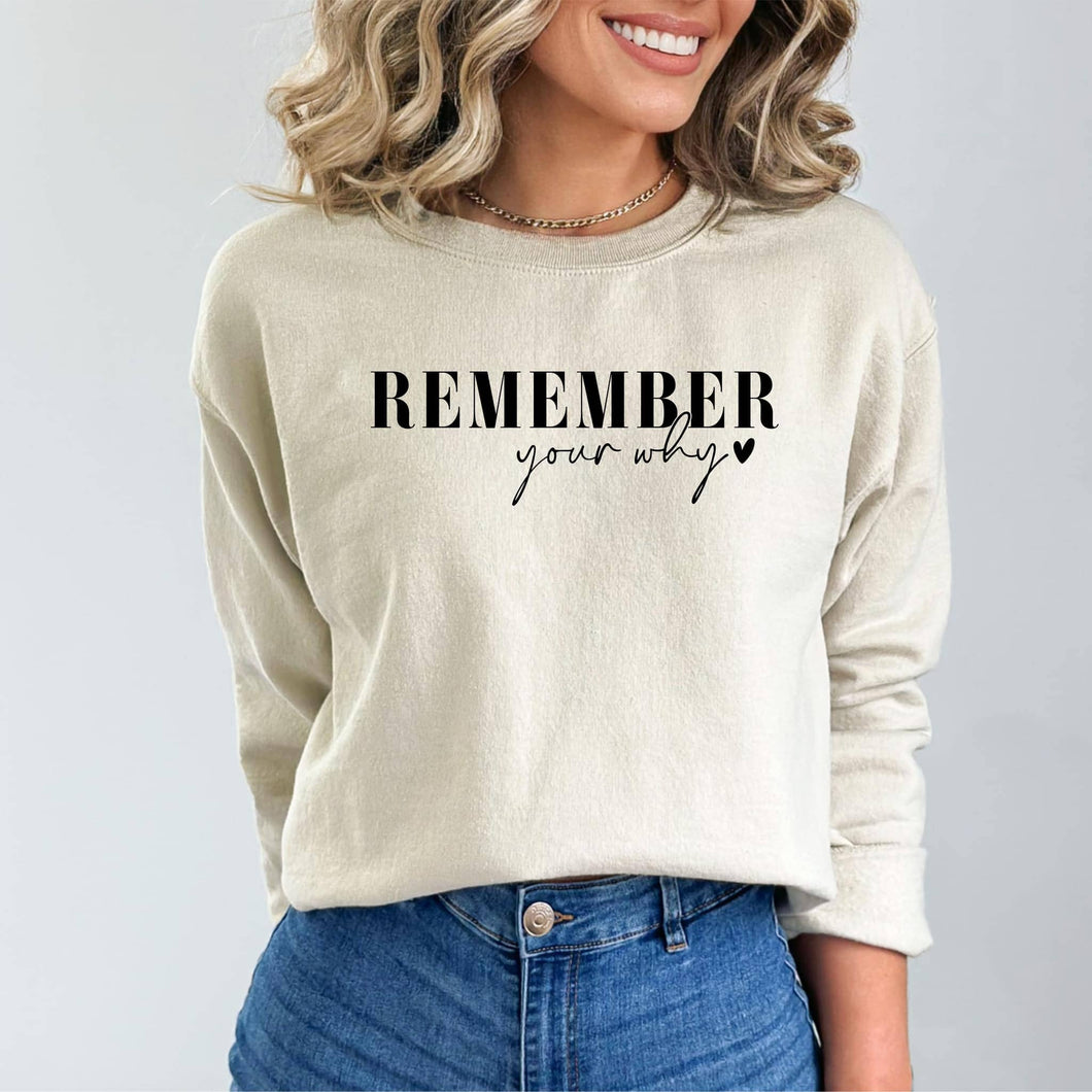 Sand Remember Your Why Fleece Crewneck Sweatshirt