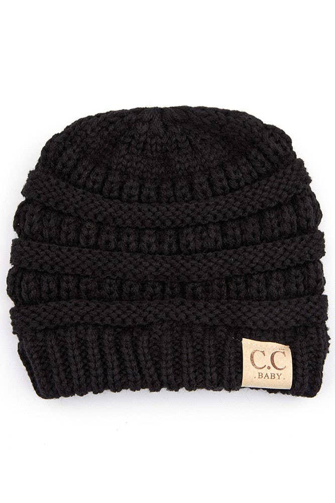 Black C.C Baby Solid Color Knit Beanie