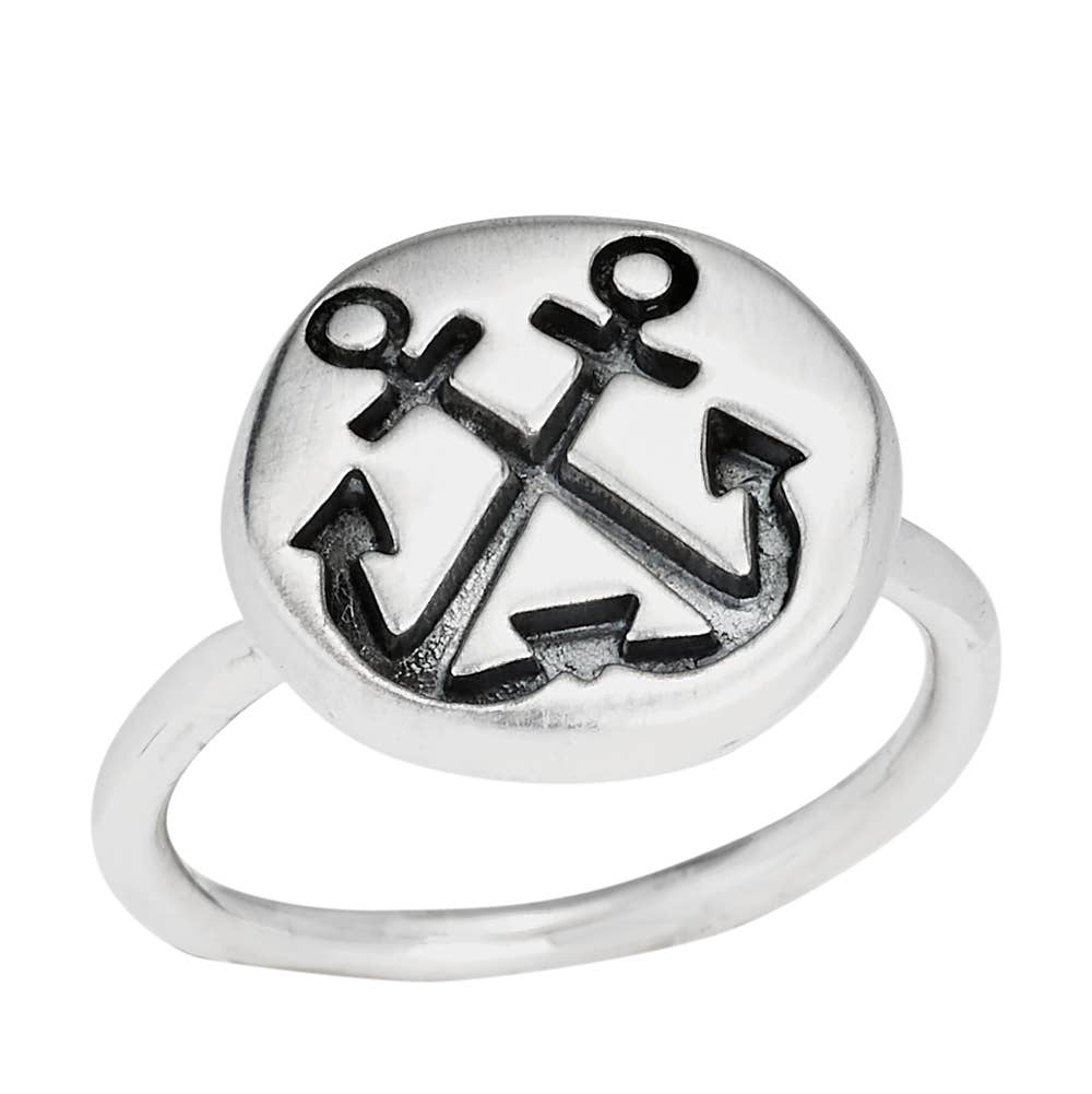 Here To Stay Sterling Silver Anchor Ring