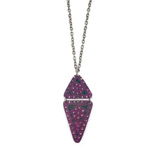 Silver Patina Necklace - Purple Pieced Diamond