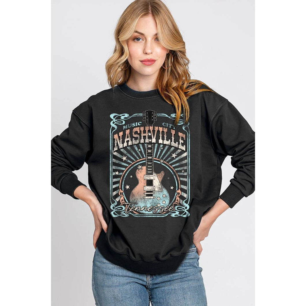 Black Nashville Tennessee Graphic Premium Sweatshirts