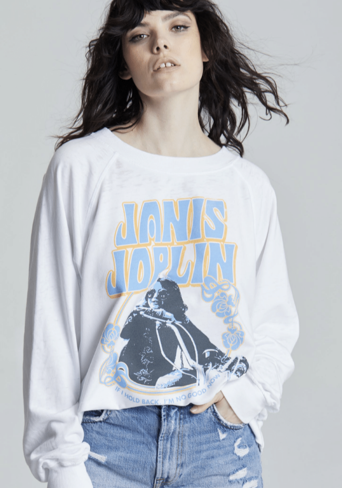 White 430 Janis Joplin Ls Burnout Sweatshirt