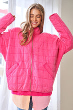 Bubble Pink Washed Soft Compy Quilting Zip Closure Jacket