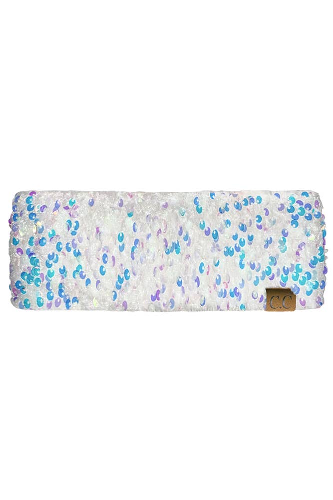 White C.C Sequin Headwrap