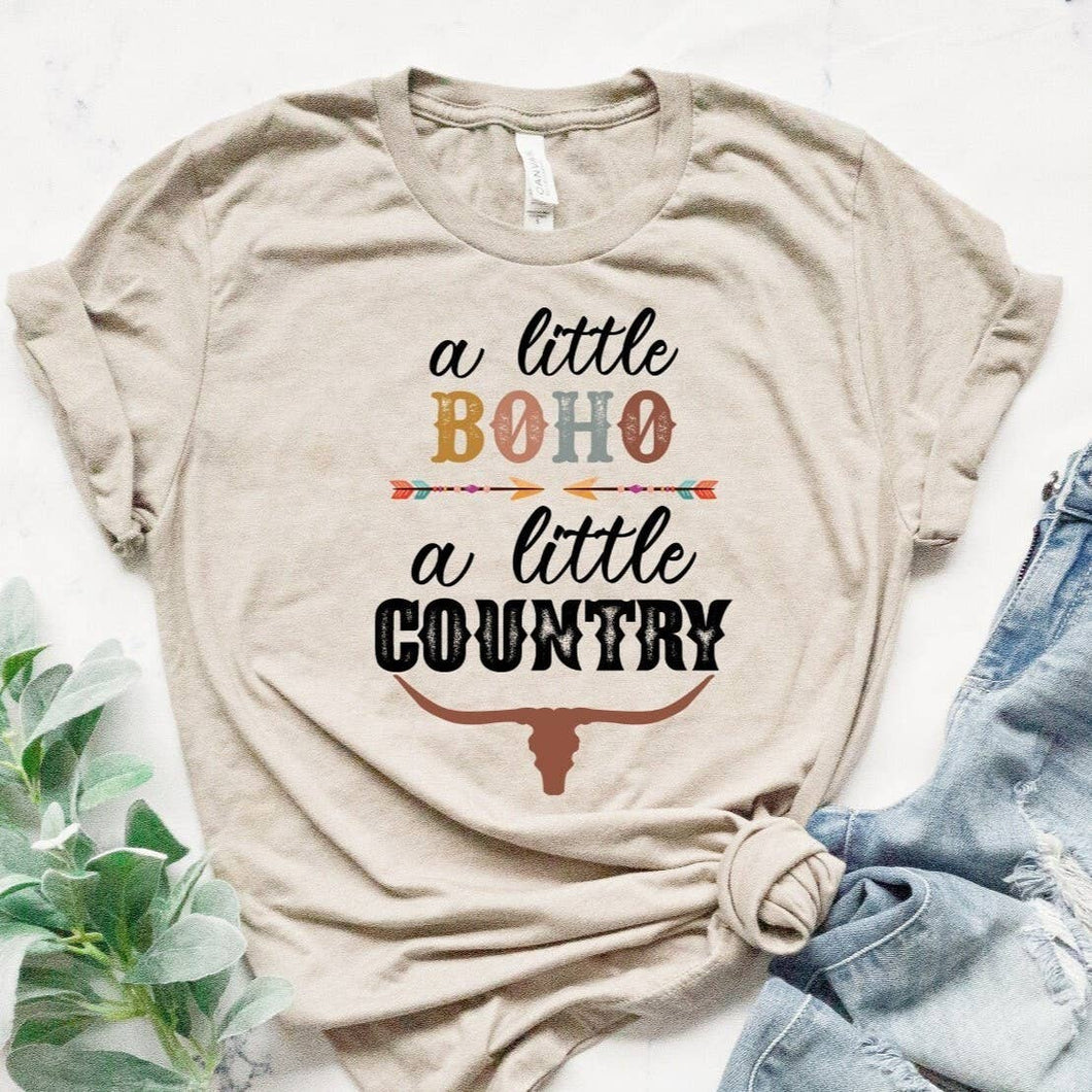 A Little Boho A Little Country Heather Tan Short Sleeve Tee 1/13/23