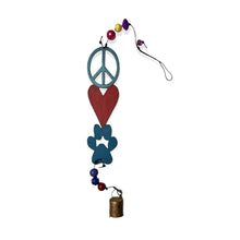 Wind chime paw peace sign heart bell garden ornament