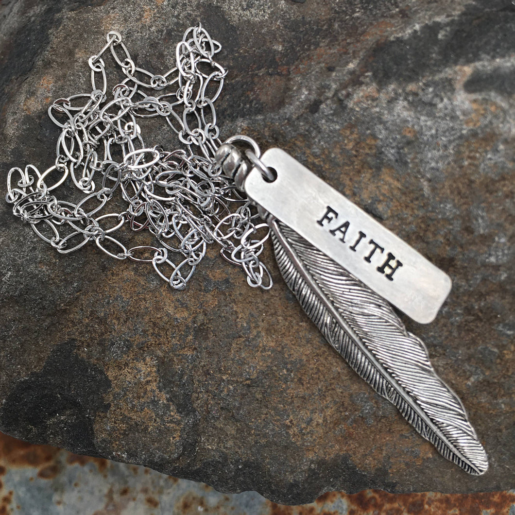 Silver Wandering Feather Necklace - FAITH